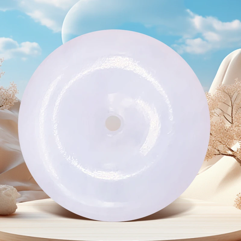 石璞珠宝  缅甸翡翠A货 平安扣吊坠挂件冰透白色高冰飘花女款男款