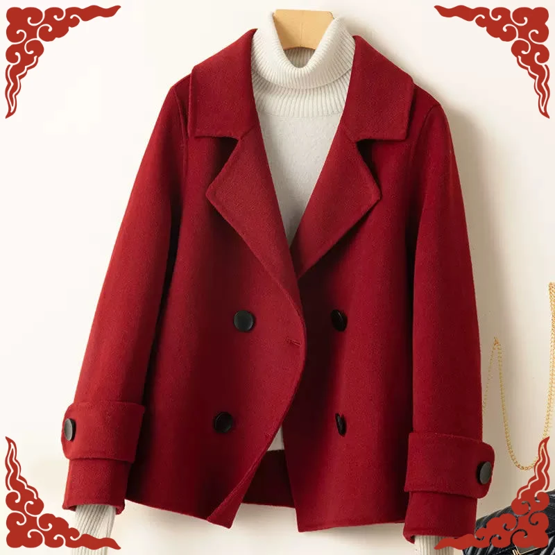 冬季新品秋冬新款时尚洋气小众女装大衣女短款小个子外套西装领妈