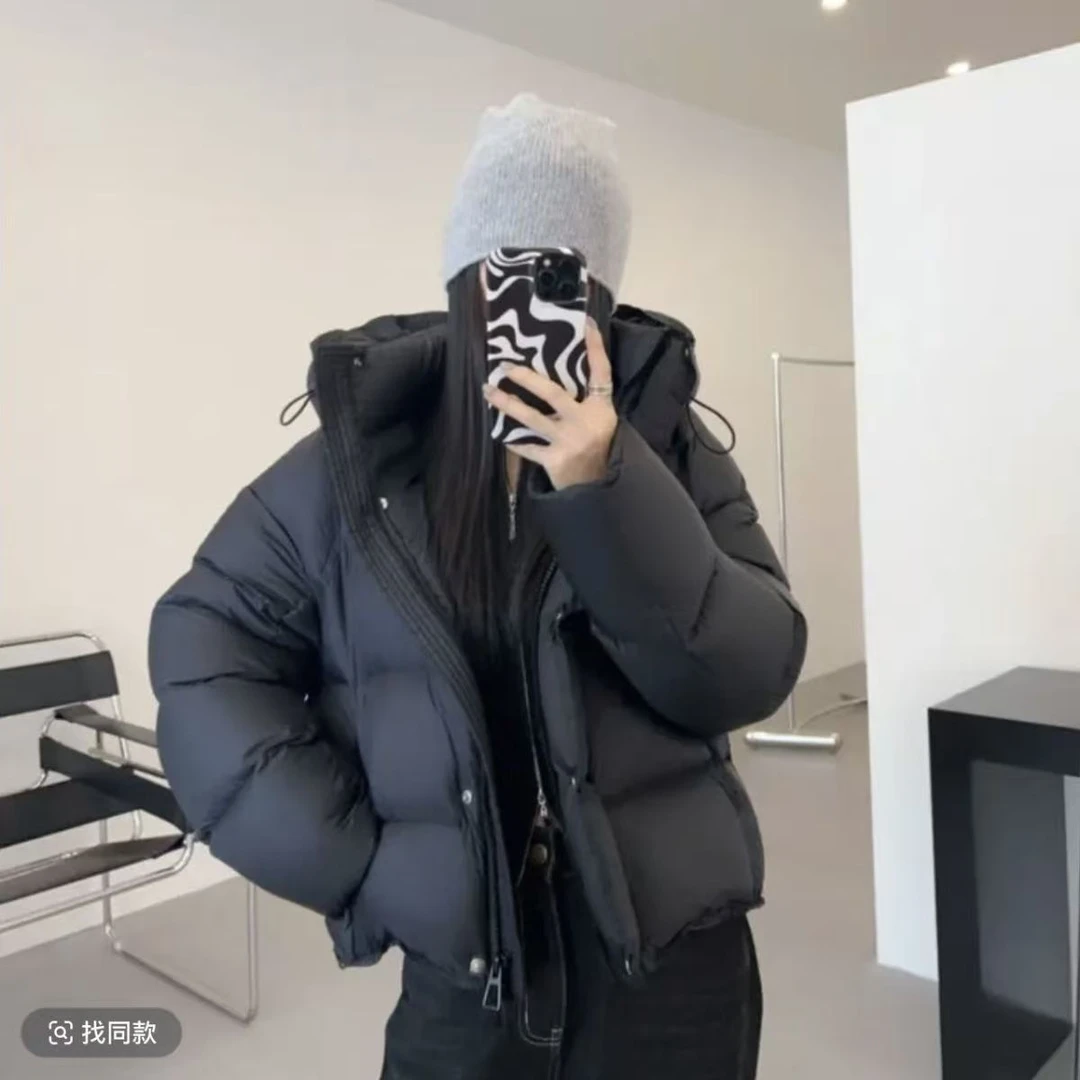 2025年冬季新款棉服女短款连帽宽松加厚泡芙小个子面包服爆款