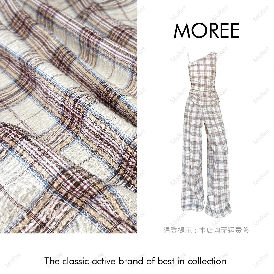 【MOREE】précieux斜肩格子设计感小众套装-Z6195