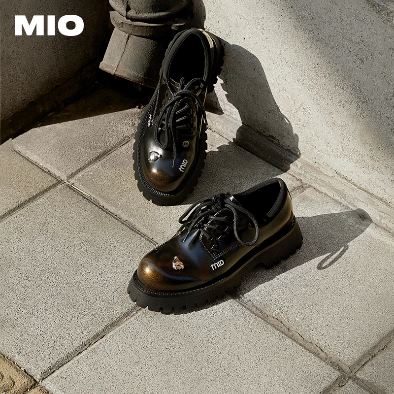 MIO米奥2025春季新款复古暗黑牛津鞋时尚学院风女单鞋M251514442