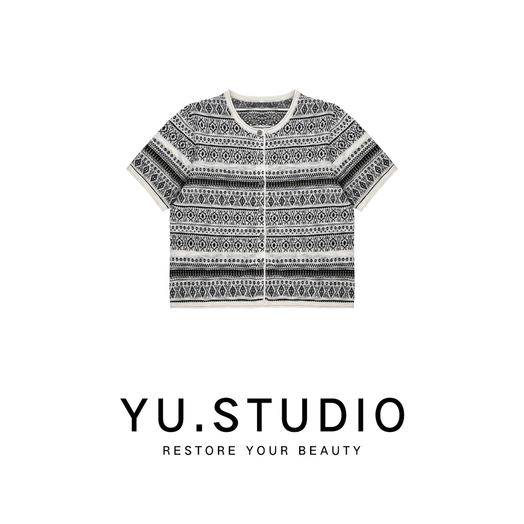 方和屿.提花短袖常规夏季女春季上衣气质小香风编织小众T恤69742