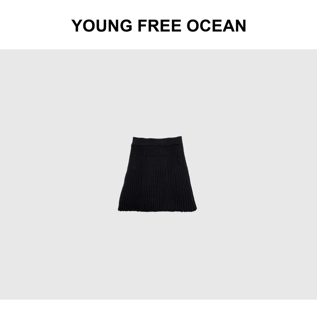 YOUNG FREE OCEAN2024冬款 毛织坑条弹力腰裙C1301