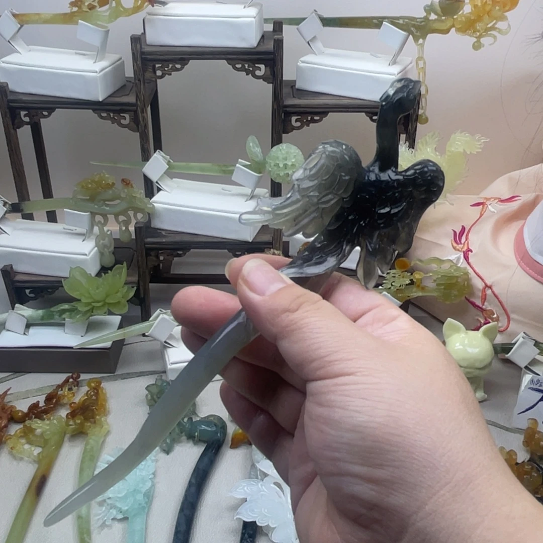 蛇纹石玉合金发饰