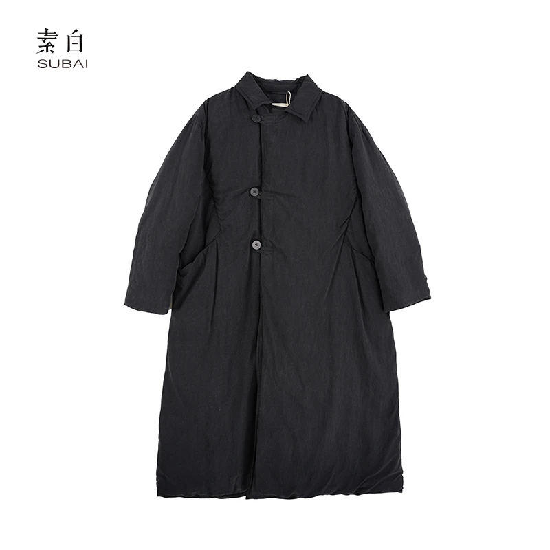 素白【隐形的拥抱】R01885经典宽松复古保暖简约大气羽绒外套