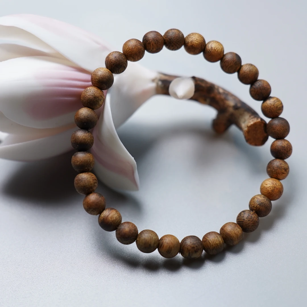 沉香cx176 6mm圆珠海南绿奇楠单圈手串