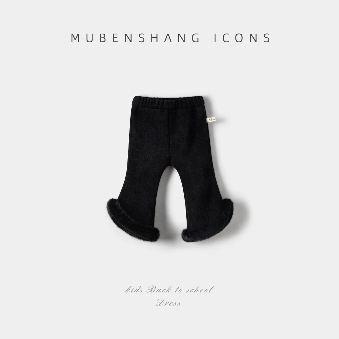 木本尚儿童裤子【零下可以穿雪尼尔】休闲裤秋冬保暖加厚女童长裤