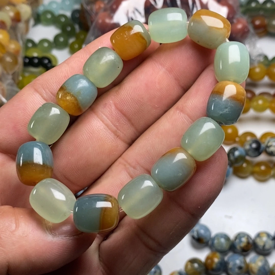 蛇纹石玉手链未镶嵌藏*饱