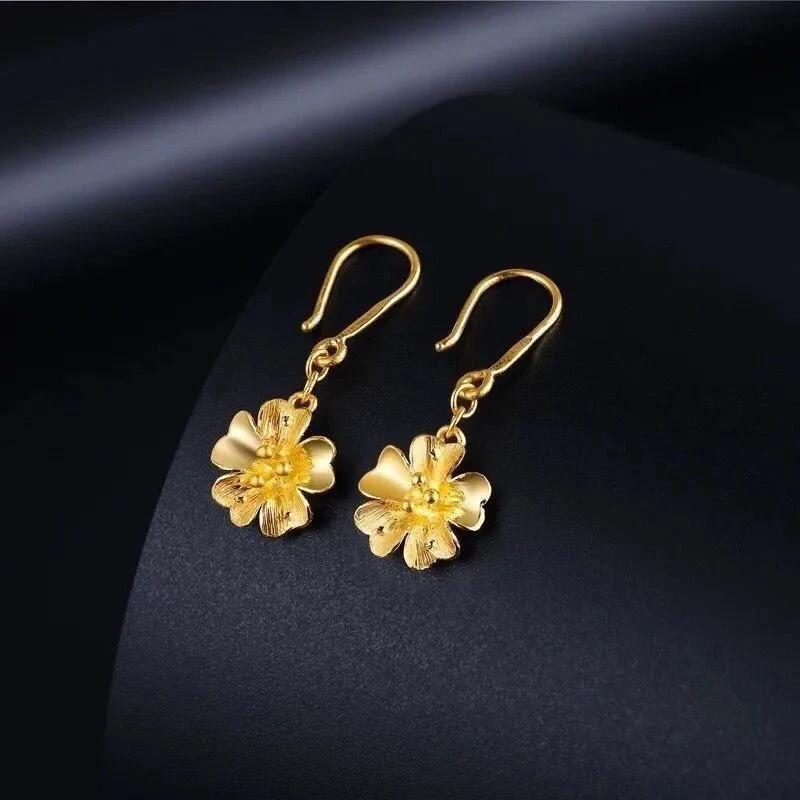 铜合金耳饰 8315大气喜庆金色花朵耳环气质高级感时尚耳钩A19