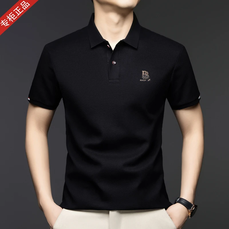 专柜正品欧洲站英伦短袖T恤POLO衫男商务休闲纯色翻领印花半袖衫