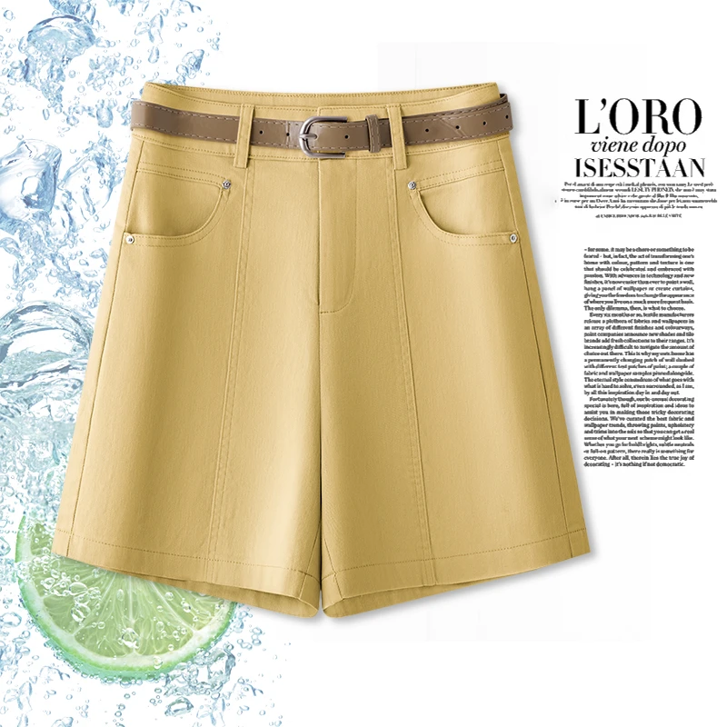 夏季高腰短裤免烫时尚西裤女2025新款薄款外穿阔腿四分休闲裤子潮