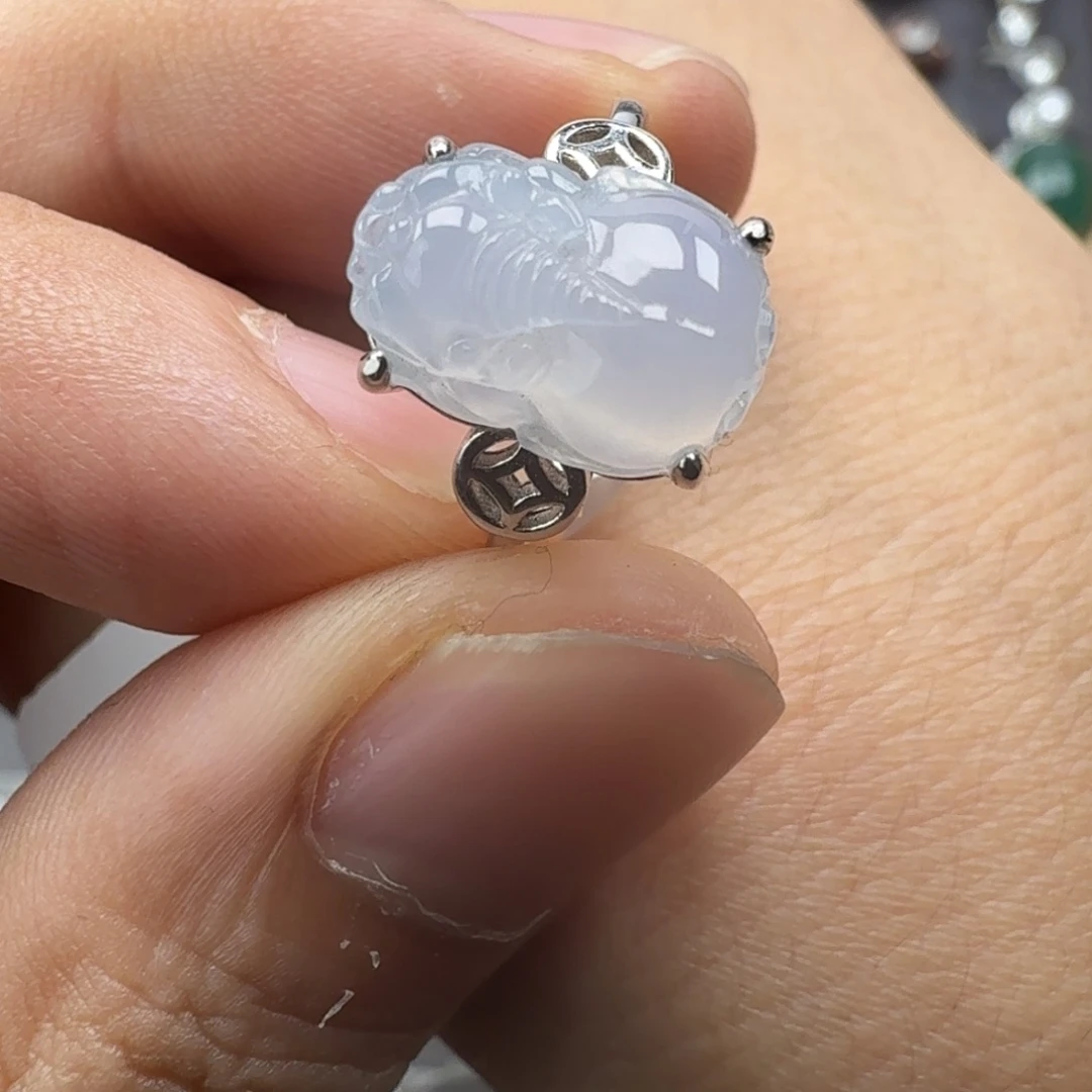 翡翠银S925镶嵌戒指天然缅甸翡翠A货
