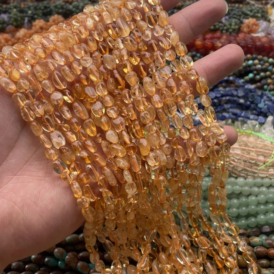 玛瑙/玉髓未镶嵌珠宝半成品一条装卡6～8mm黄水随行珠