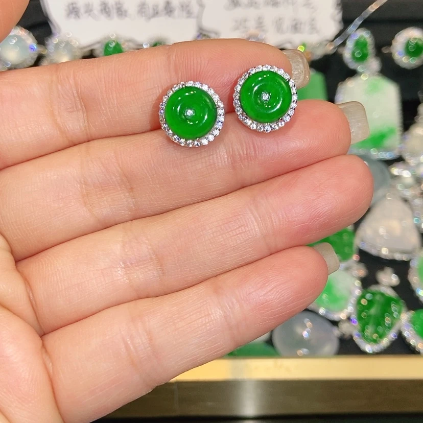 【闪购商品】未镶嵌翡翠耳饰C****圆天然翡翠