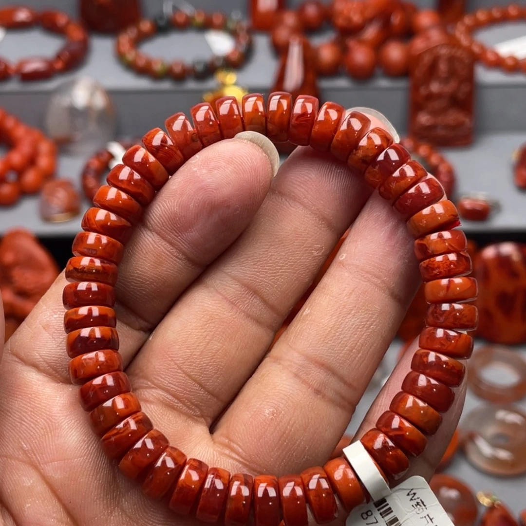 南红玛瑙未镶嵌珠宝奇石单圈8➕