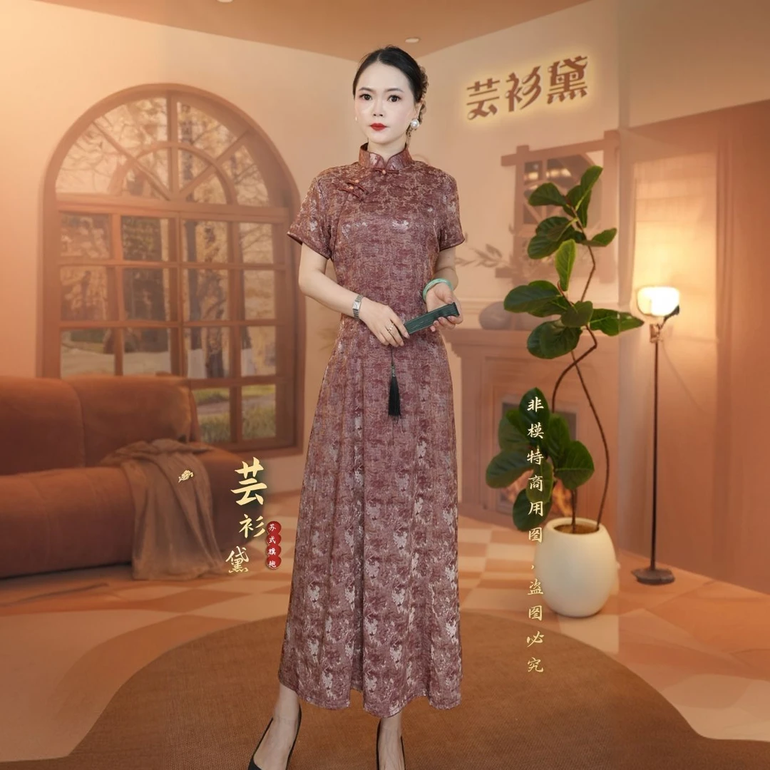 【焦糖玛琪，夏款单层】国风改良中式显瘦爆款妈妈旗袍连衣裙修身