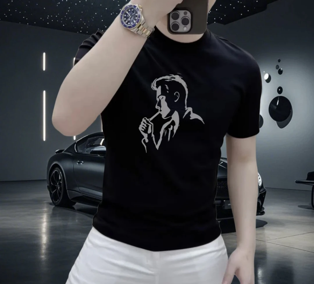 2025新款夏季时尚圆领休闲男士百搭潮流短袖高品质T恤半袖