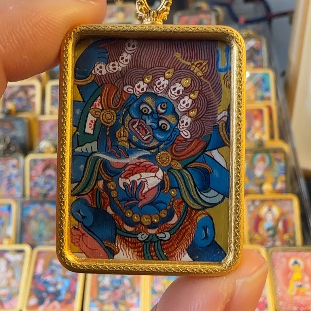 吊坠大黑天热贡唐卡