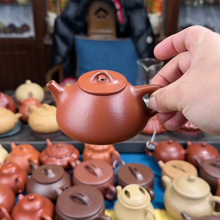 紫砂茶壶石瓢朱泥