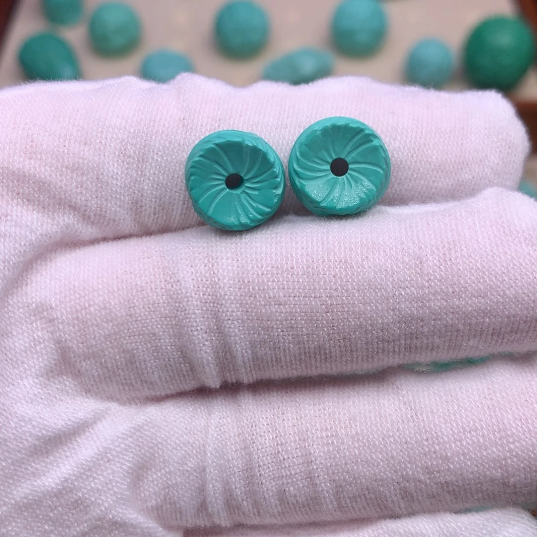 男***角原生态散珠配珠羽毛扣一对卡12