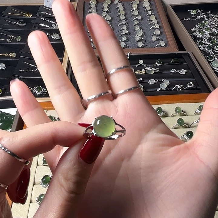 蛇纹石玉合金戒指