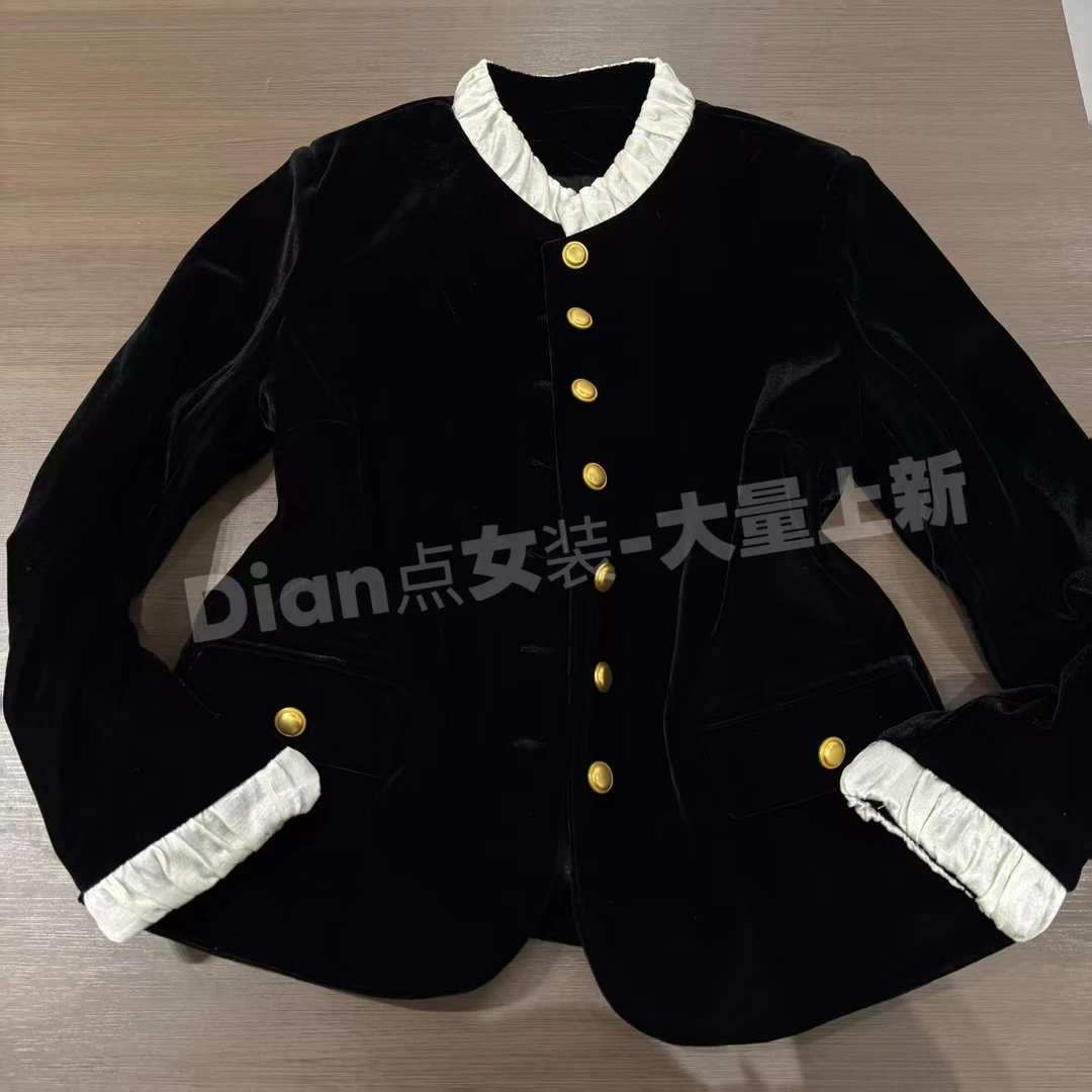 DD25年秋冬季新款气质香风拼接小立领加棉外套5528