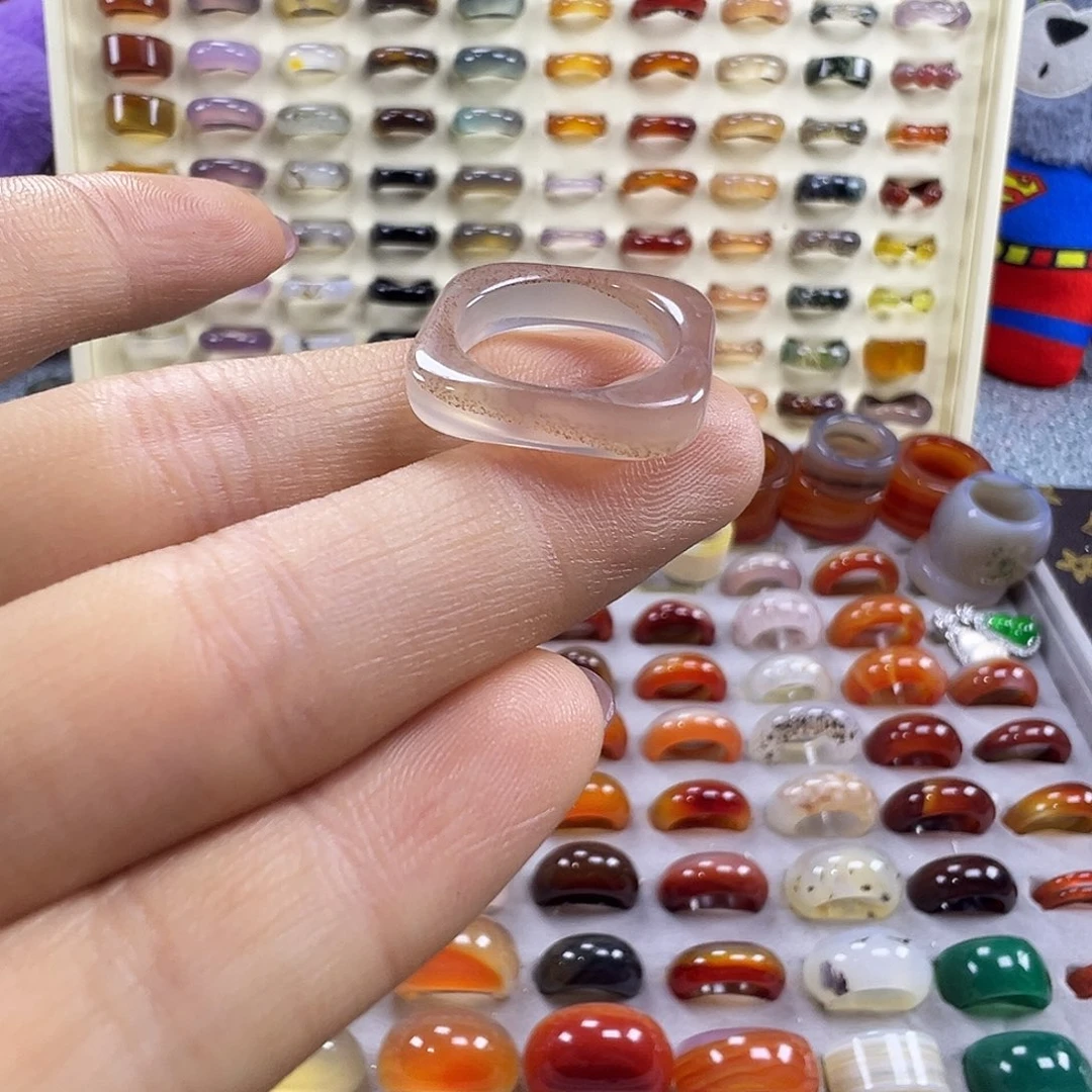 玛瑙/玉髓未镶嵌戒指A21不退换15.5港10