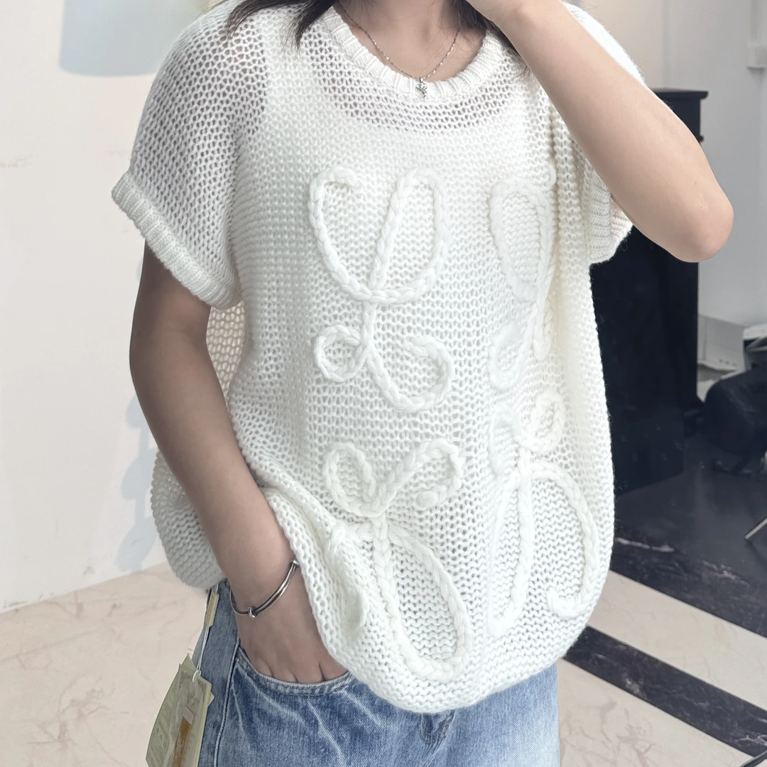 【朵朵羊绒】256015-100山羊绒重工手工镂空春季新款羊绒衫
