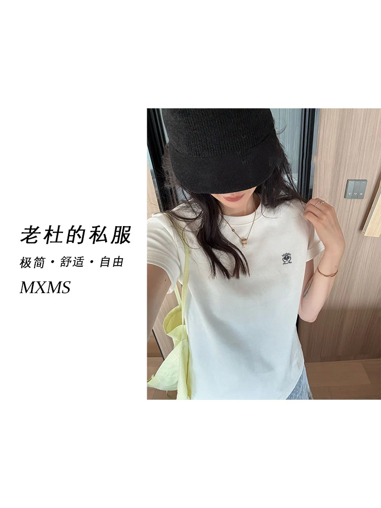 （麦欢尼）39093-“美式复古刺绣”背部字母刺绣彰显潮流态度短袖T恤