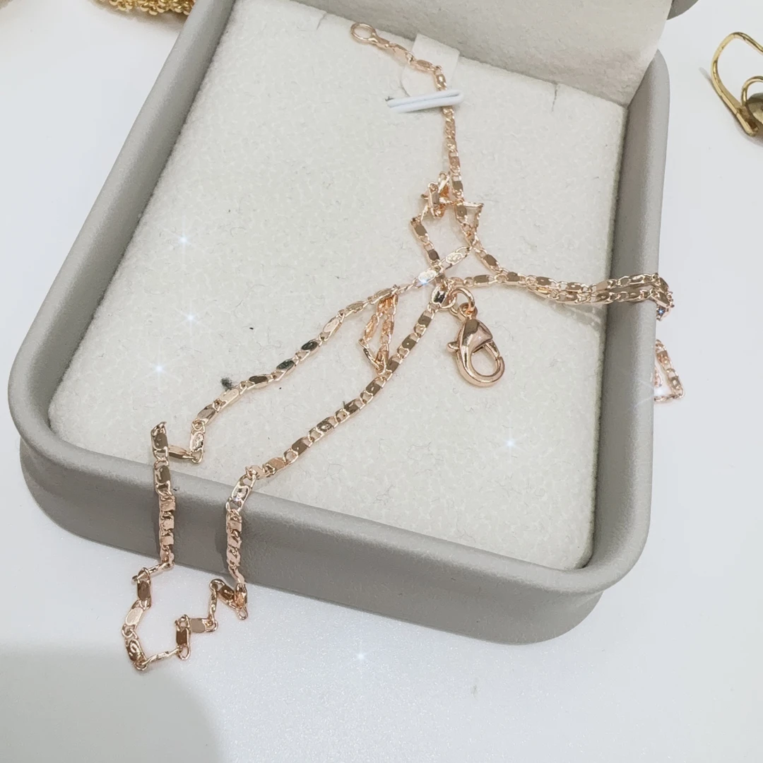 合金玻璃项链 项链玫瑰金色