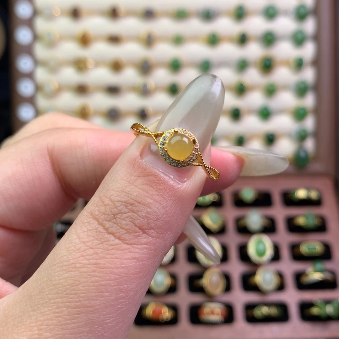 和田玉银S925镶嵌戒指