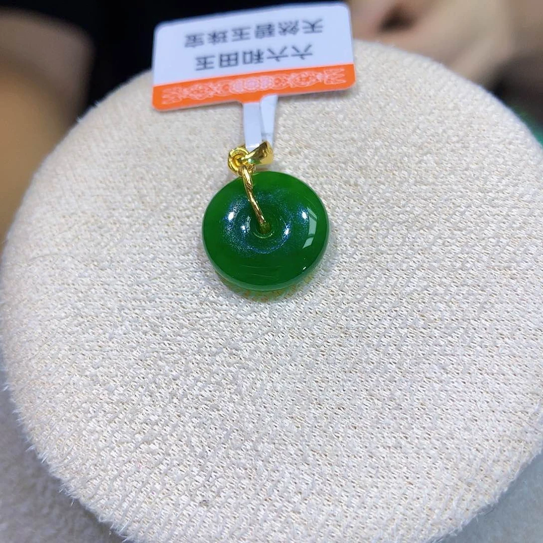 和田玉（碧玉）银S925镀金镶嵌颈饰