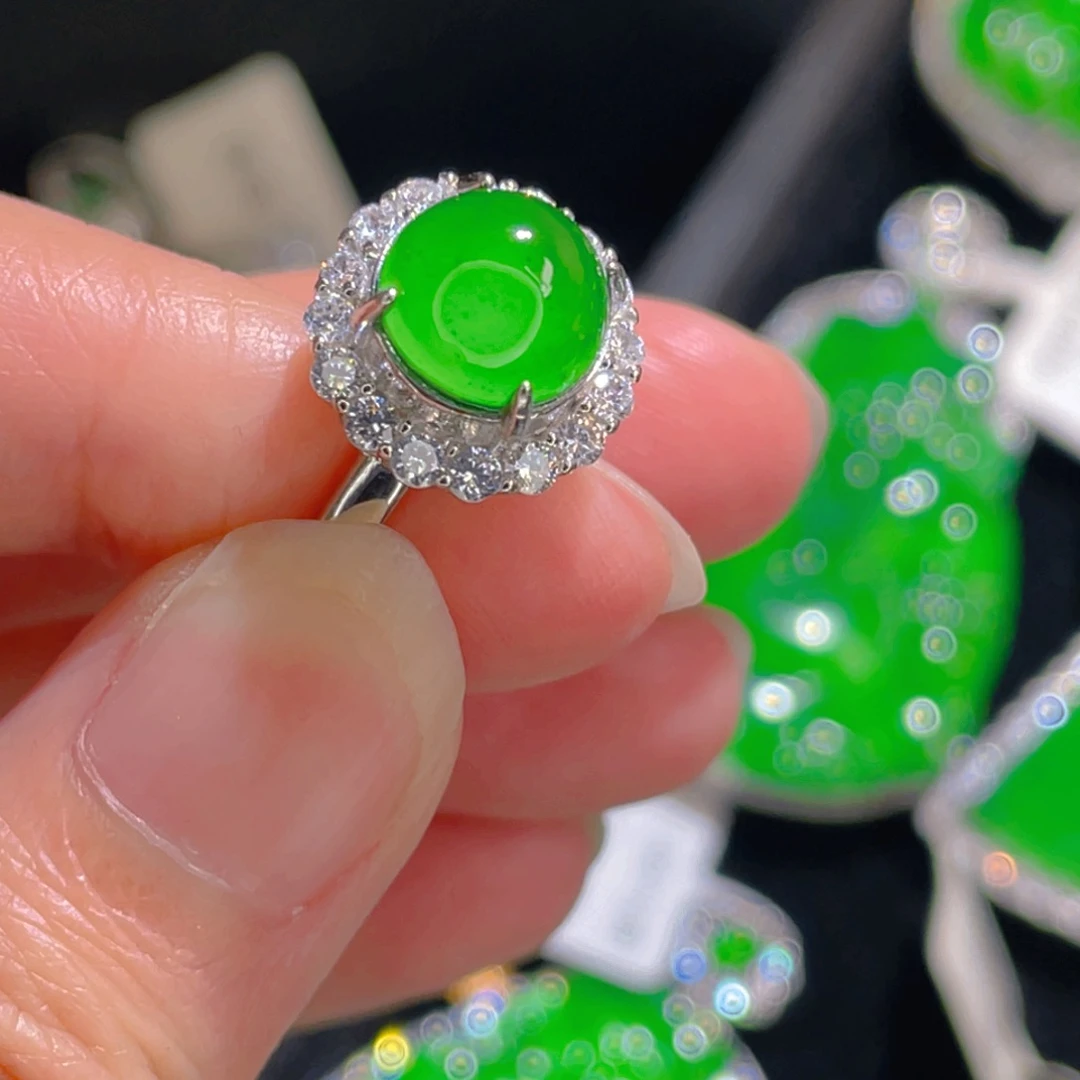 翡翠戒指银S925镶嵌11111111111111