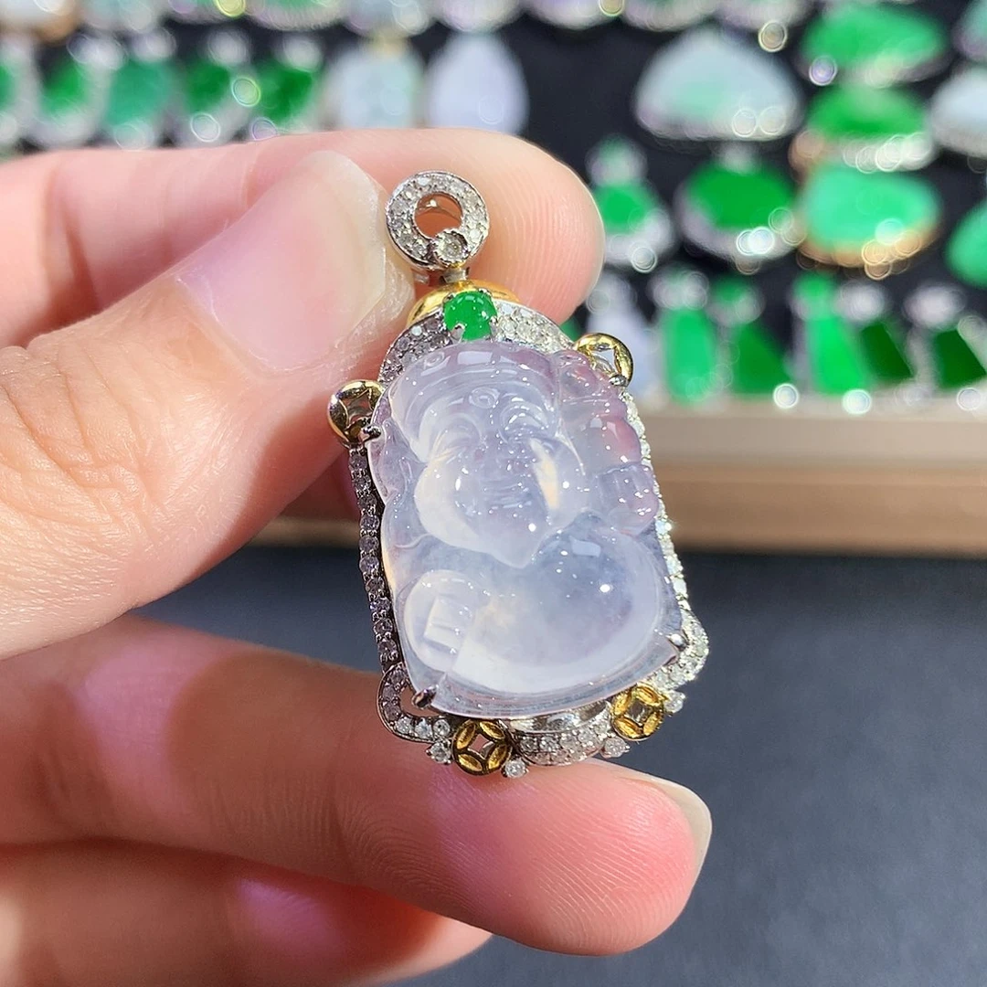 翡翠18K金镶嵌吊坠(赠链)