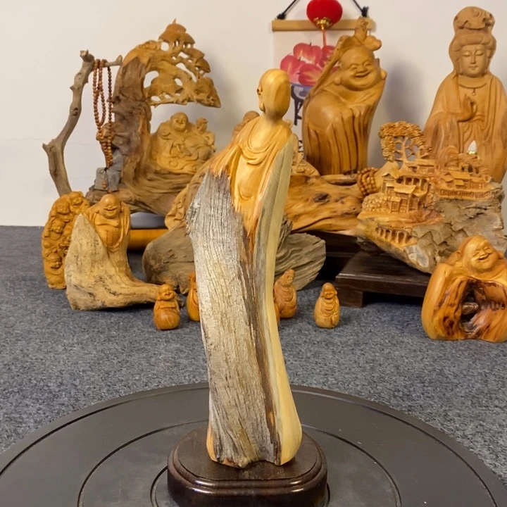 柏木崖柏无相佛摆件根雕工艺品