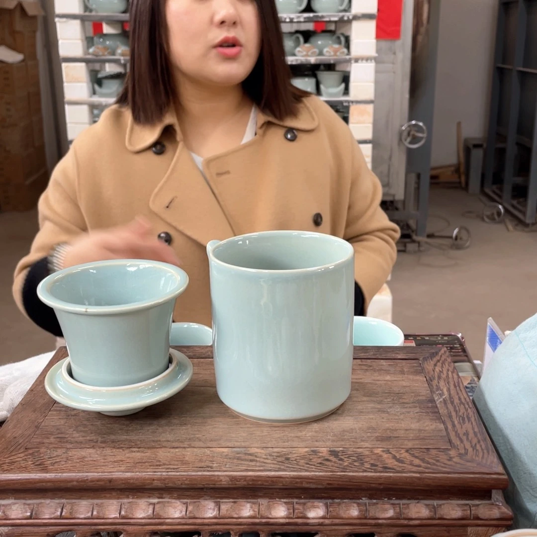 其他天青大义茶水分离杯大瑕