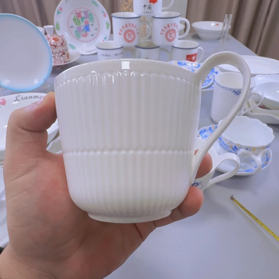 条纹早餐杯（白瓷）