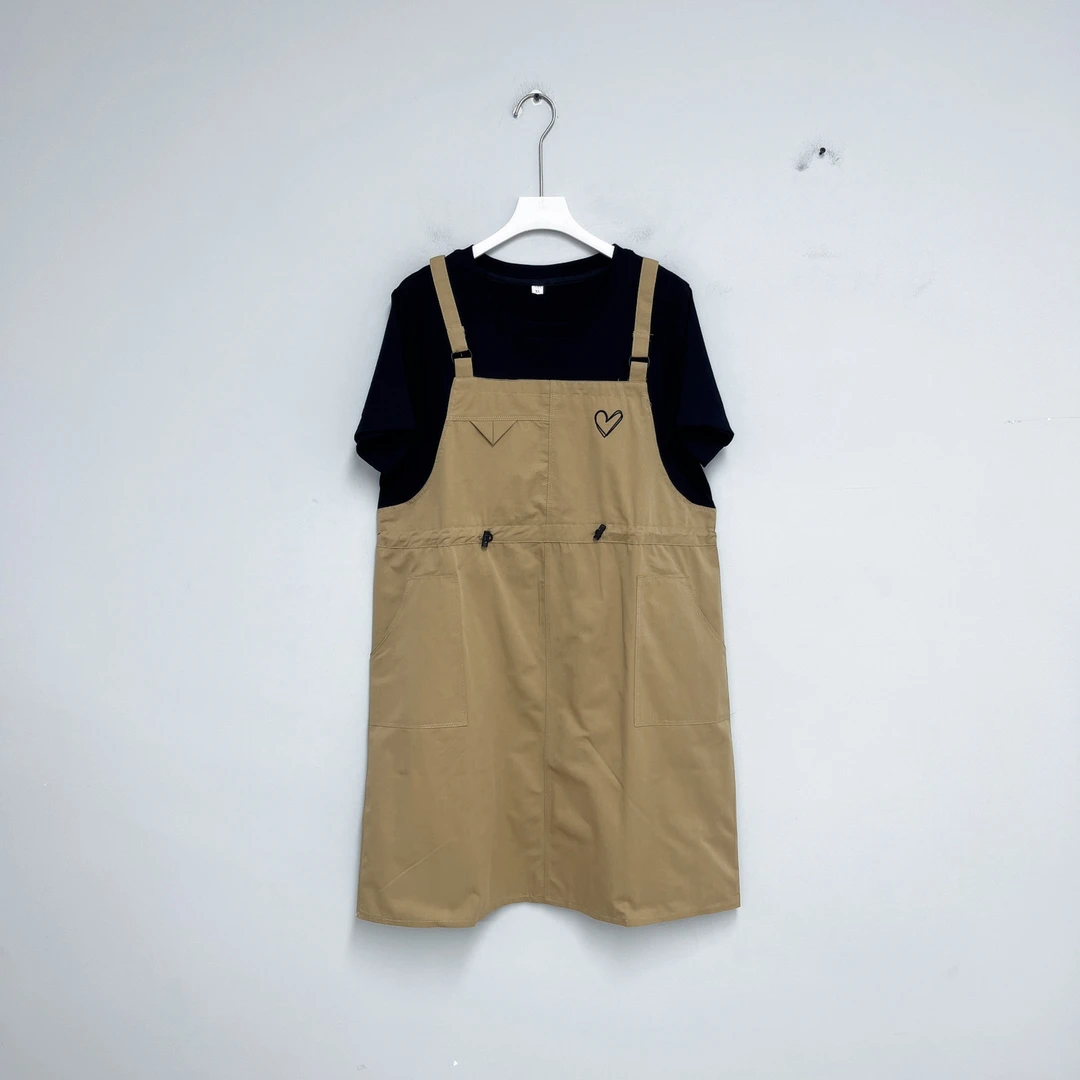 193女装连衣裙假两件时尚拼色宽松中长款连衣裙