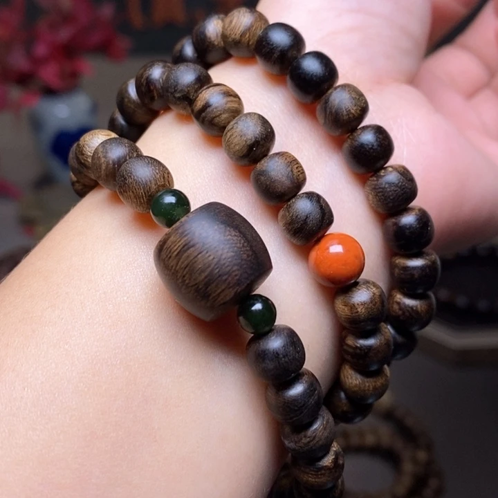 沉香手串越南芽庄瘤疤紫棋楠0.6✖️0.8➕配饰