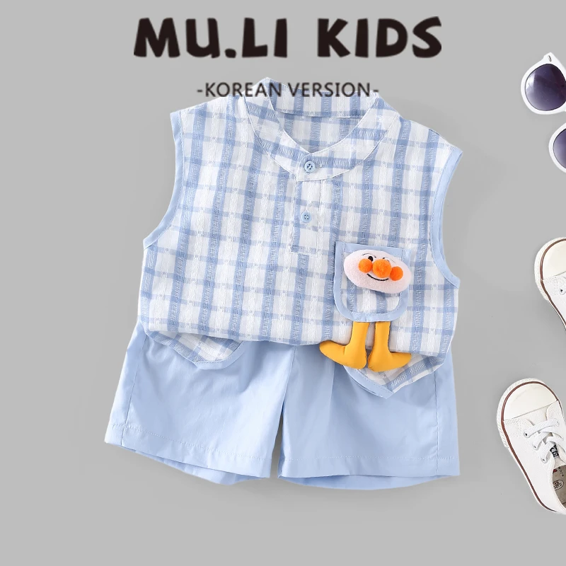 男童夏装套装2025新款小童装儿童无袖衬衫短裤夏季宝宝衣服ML-216