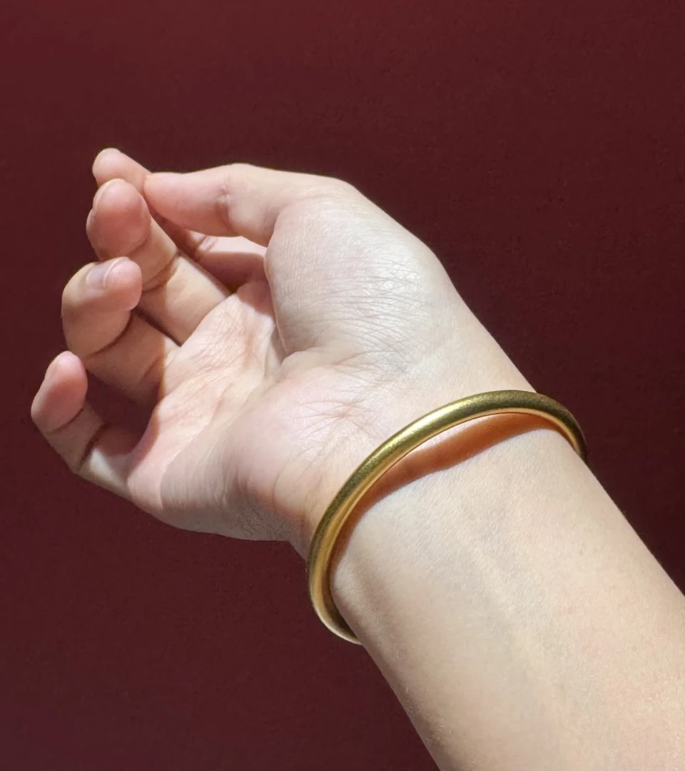 999 镀k 5mm古法磨砂素圈闭口镯K02