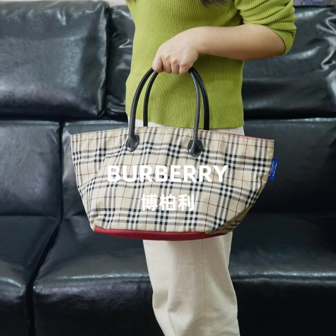 95新 BURBERRY/博柏利 巴宝莉/格纹手提包/JJ12612630/2630优