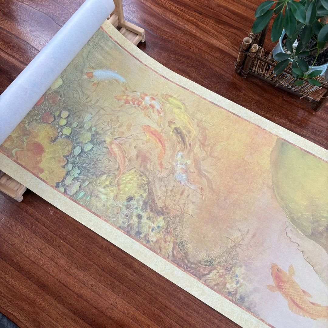 景阳阁蜡染砑光纸 万鲤挑一长卷 毛笔书法专用宣纸直播间专用