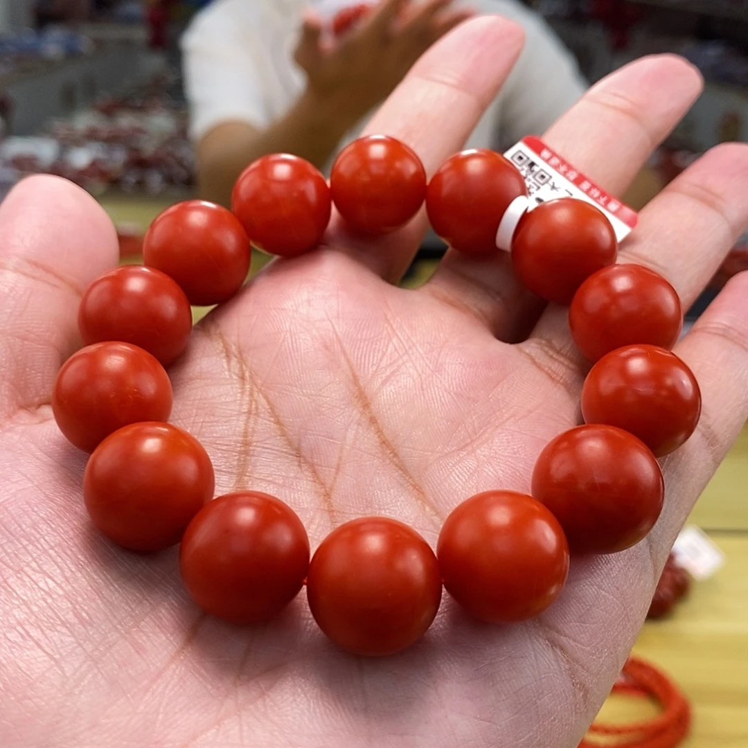 【小刘南红】保山南红精品哑光圆珠单圈(云端） 16mm+ 多样性发一