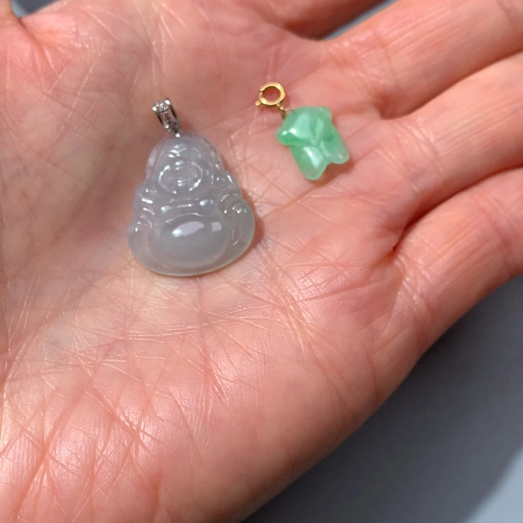 翡翠18K金镶嵌颈饰佛知