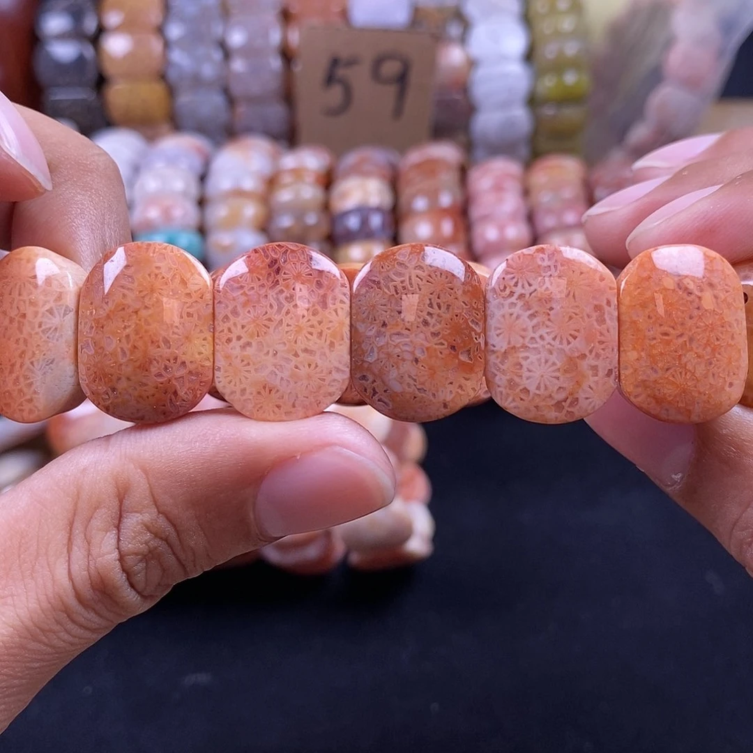 硅化珊瑚（珊瑚玉）未镶嵌手串小**ฅ