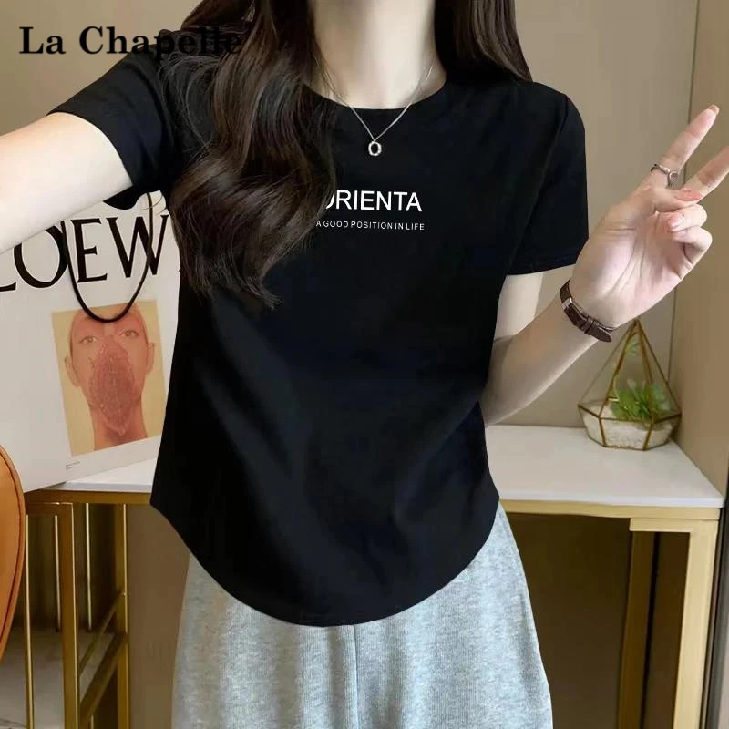 大码胖mm纯欲风辣妹修身显瘦短袖T恤女夏季洋气减龄圆领印花上衣