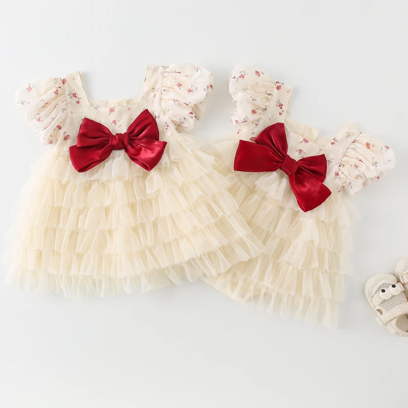 婴幼儿女童夏季短袖礼服裙2025新款儿童洋气公主裙宝宝夏装