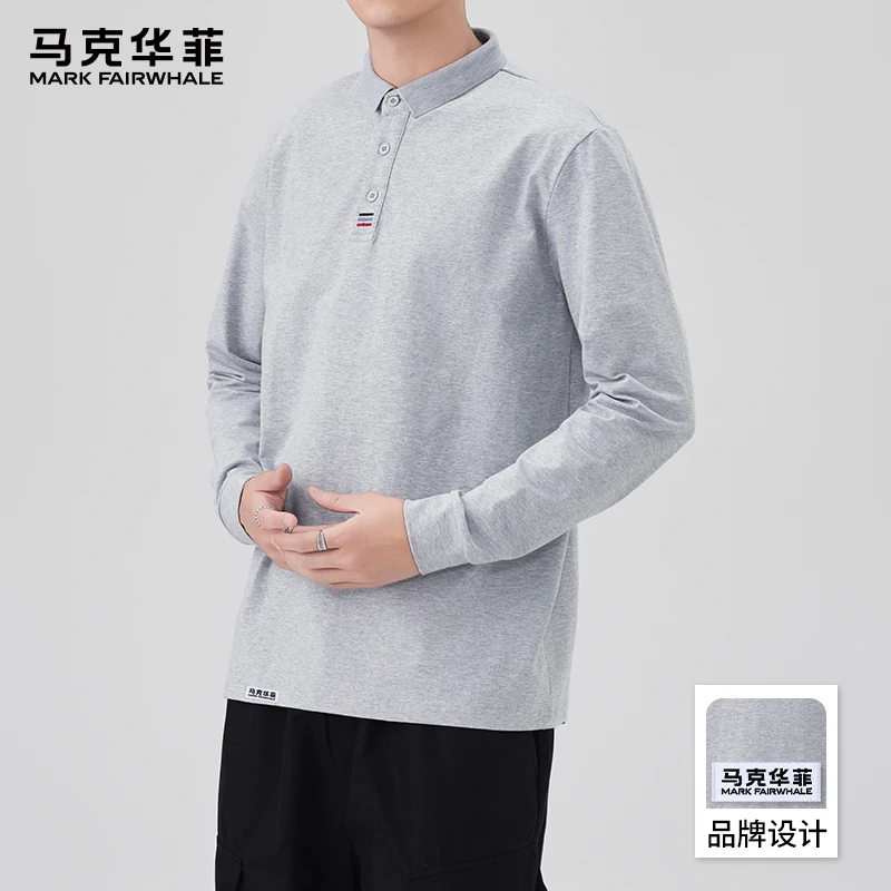 马克华菲宽松长袖T恤男2025新款春秋季翻领POLO衫商务休闲上衣男