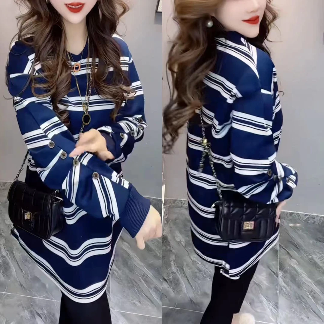 收腰长袖宽松显瘦气质女上衣韩版洋气卫衣1855